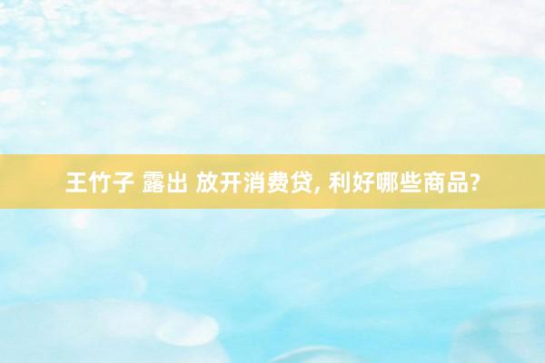 王竹子 露出 放开消费贷， 利好哪些商品?