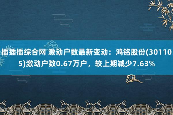 插插插综合网 激动户数最新变动：鸿铭股份(301105)激动户数0.67万户，较上期减少7.63%